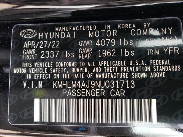 KMHLM4AJ9NU031713 - 2022 HYUNDAI ELANTRA BLUE BLACK photo 12