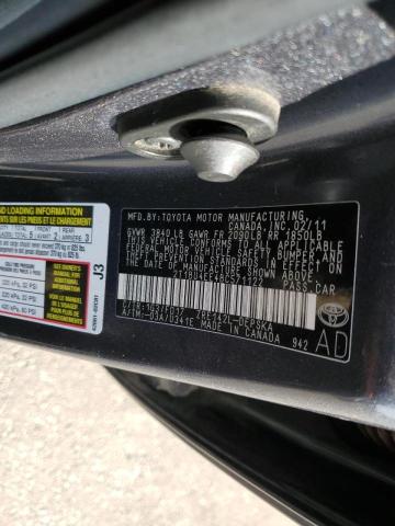 2T1BU4EE4BC571122 - 2011 TOYOTA COROLLA BASE CHARCOAL photo 12