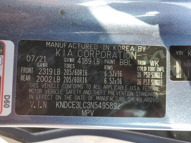 KNDCE3LC3N5495892 - 2022 KIA NIRO EX PREMIUM BLUE photo 13