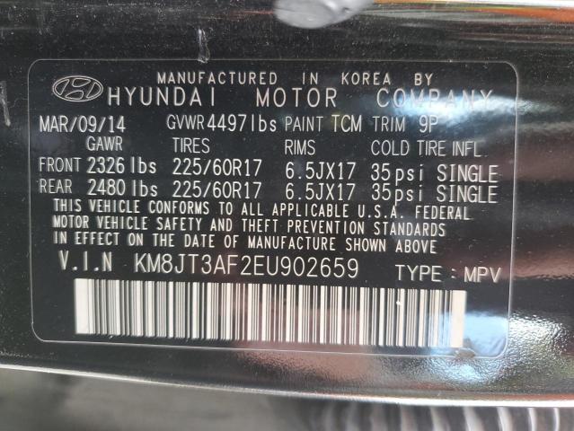 KM8JT3AF2EU902659 - 2014 HYUNDAI TUCSON GLS BLACK photo 12