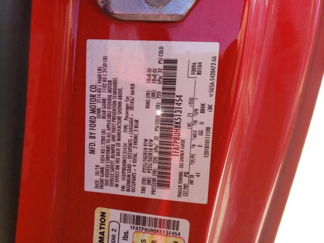 1FATP8UH8K5131454 - 2019 FORD MUSTANG RED photo 12