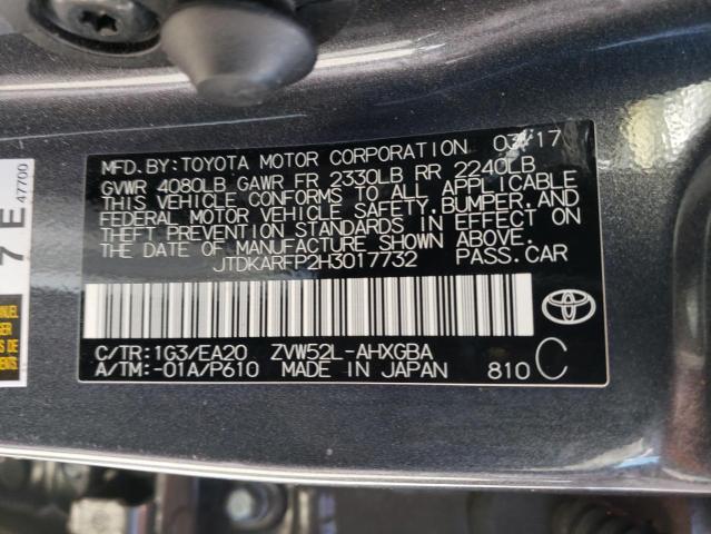 JTDKARFP2H3017732 - 2017 TOYOTA PRIUS PRIM 灰色 照片 12