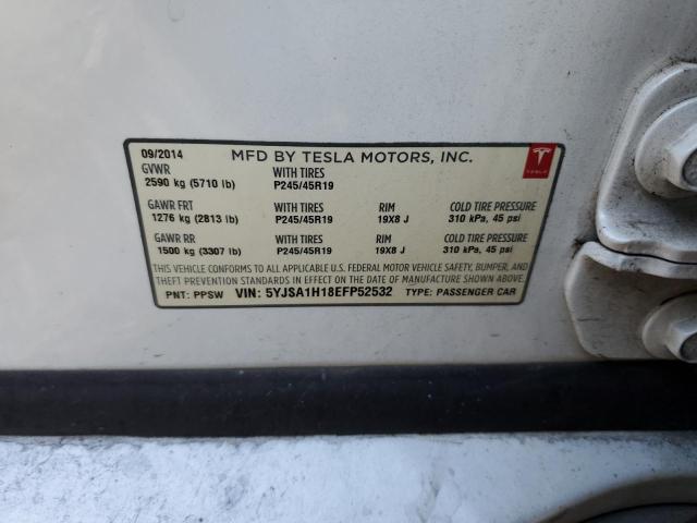 5YJSA1H18EFP52532 - 2014 TESLA MODEL S WHITE photo 12