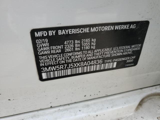 3MW5R7J5XK8A04836 - 2019 BMW 330XI Biały zdjęcie 12