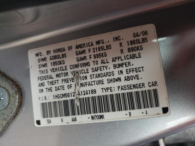 1HGCM56126A124189 - 2006 HONDA ACCORD VALUE SILVER photo 13