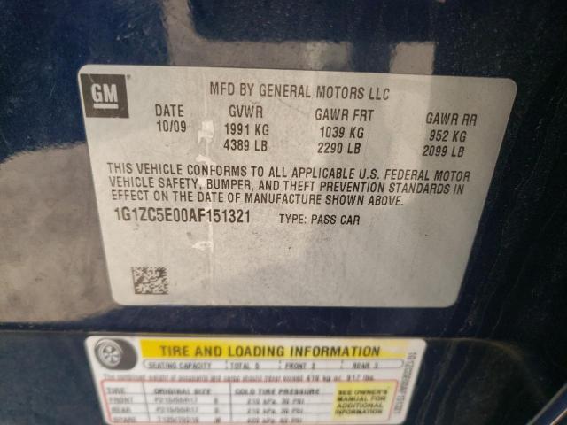 1G1ZC5E00AF151321 - 2010 CHEVROLET MALIBU 1LT 蓝色 照片 12