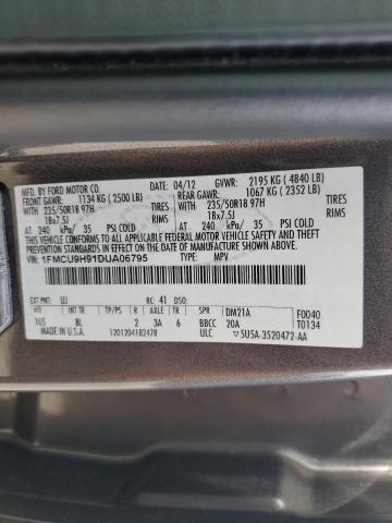 1FMCU9H91DUA06795 - 2013 FORD ESCAPE SEL GRAY photo 12