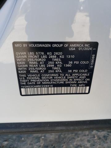 1V2KE2CA8RC228414 - 2024 VOLKSWAGEN ATLAS CROS SE WHITE photo 14