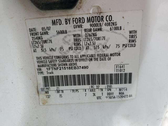 1FTNF21518EB37490 - 2008 FORD F250 SUPER DUTY WHITE photo 12