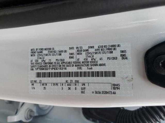 1FT8W3DT1PEE15316 - 2023 FORD F350 SUPER DUTY WHITE photo 14
