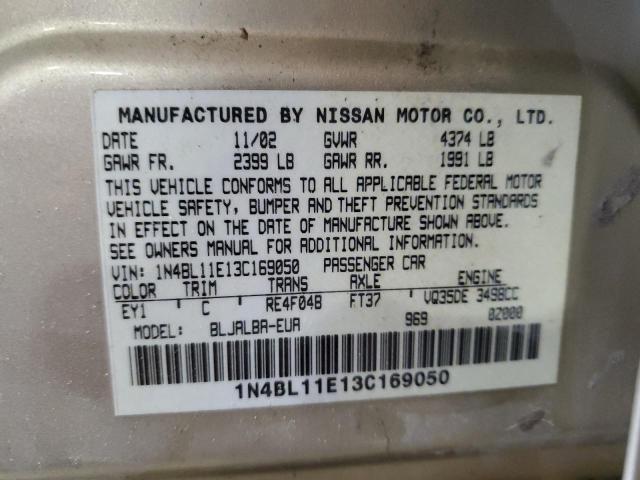 1N4BL11E13C169050 - 2003 NISSAN ALTIMA SE GOLD photo 12