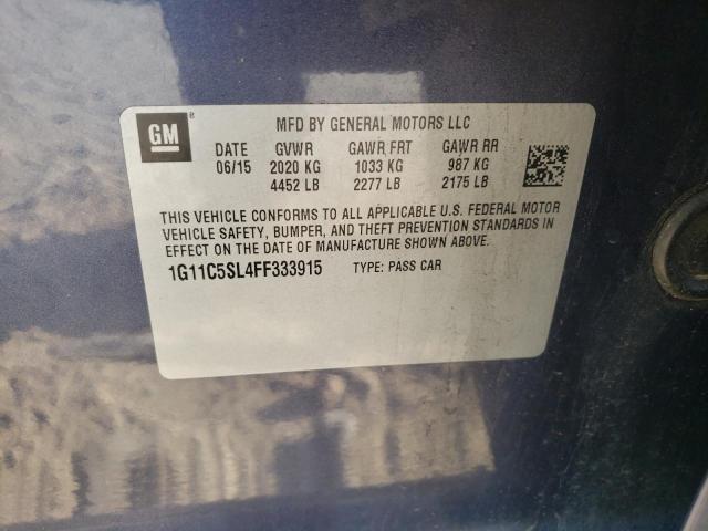 1G11C5SL4FF333915 - 2015 CHEVROLET MALIBU 1LT BLUE photo 12