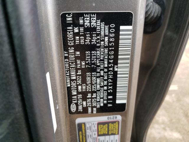 5XYPHDA54GG158600 - 2016 KIA SORENTO EX GRAY photo 13