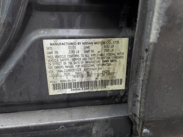 1N4AL11D85C955028 - 2005 NISSAN ALTIMA S GRAY photo 12