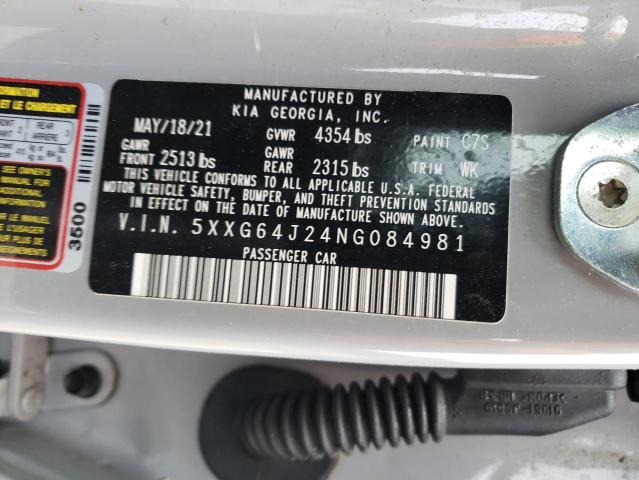 5XXG64J24NG084981 - 2022 KIA K5 GT LINE GRAY photo 13