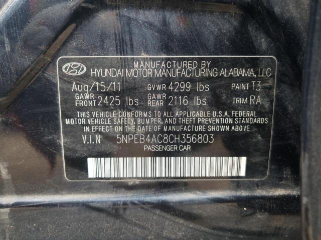 5NPEB4AC8CH356803 - 2012 HYUNDAI SONATA GLS BLUE photo 12