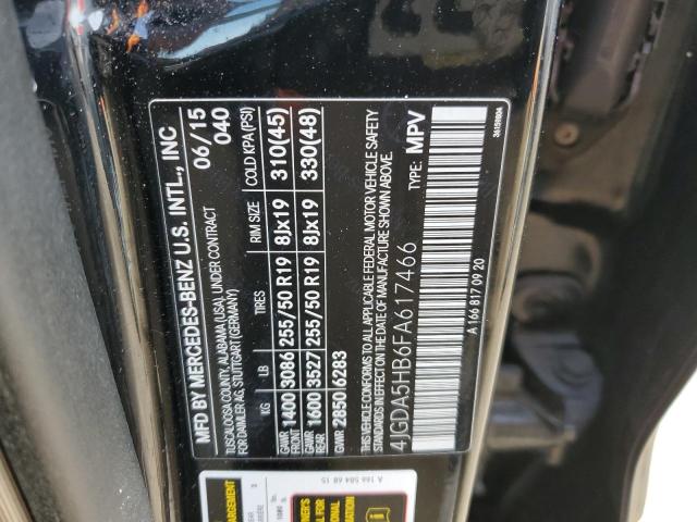 4JGDA5HB6FA617466 - 2015 MERCEDES-BENZ ML 350 4MATIC BLACK photo 13