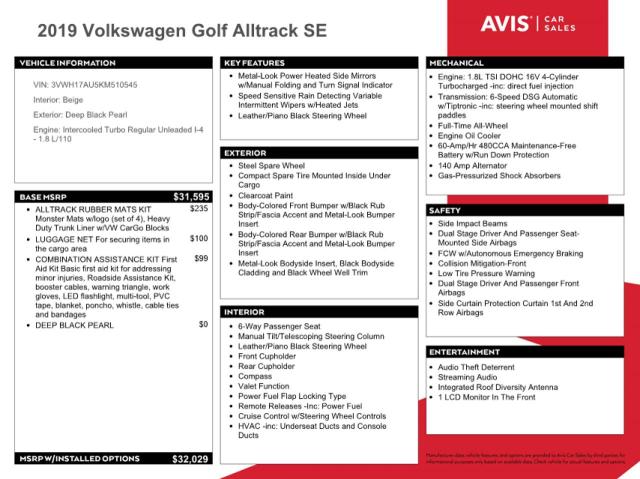 3VWH17AU5KM510545 - 2019 VOLKSWAGEN GOLF ALLTR S BLUE photo 12