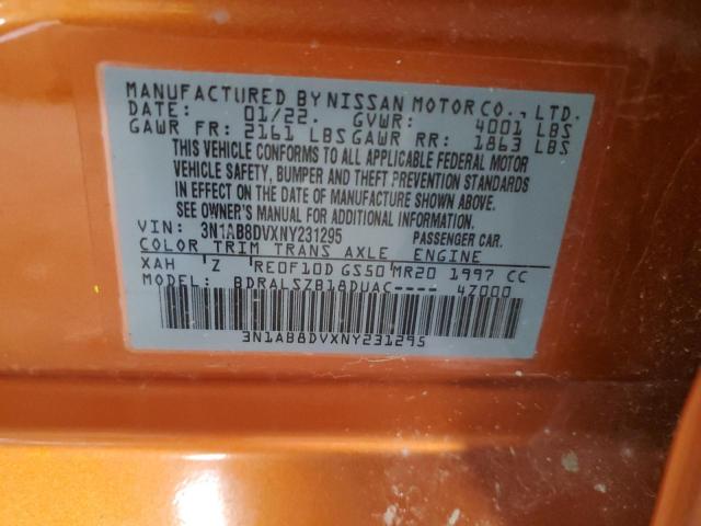 3N1AB8DVXNY231295 - 2022 NISSAN SENTRA SR ORANGE photo 12