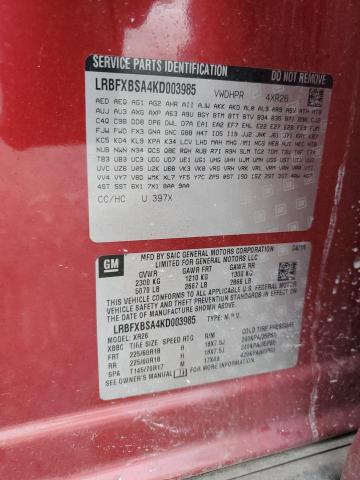 LRBFXBSA4KD003985 - 2019 BUICK ENVISION PREFERRED RED photo 13