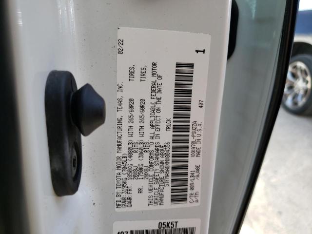5TFMA5ABXNX004356 - 2022 TOYOTA TUNDRA CREWMAX PLATINUM Weiß Foto 12