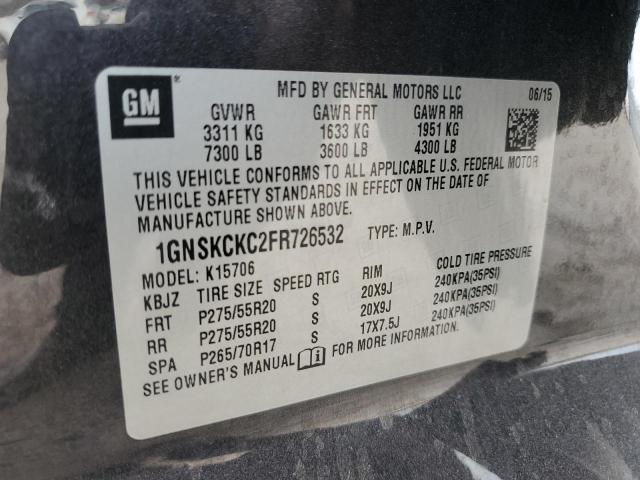 1GNSKCKC2FR726532 - 2015 CHEVROLET TAHOE K1500 LTZ CHARCOAL photo 13