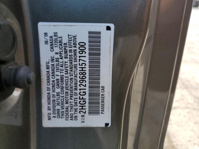 2HGFG12968H571900 - 2008 HONDA CIVIC EXL Boz foto 12