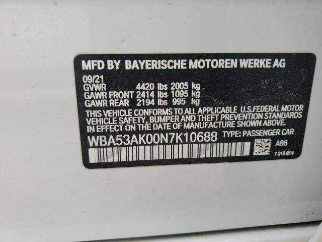 WBA53AK00N7K10688 - 2022 BMW 228I WHITE photo 12