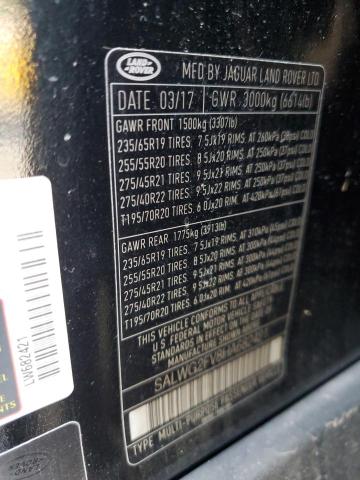 SALWG2FV8HA682421 - 2017 LAND ROVER RANGE ROVE SE BLACK photo 13