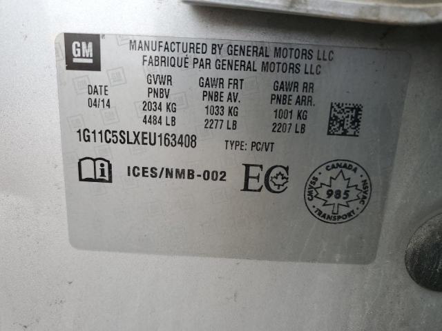 1G11C5SLXEU163408 - 2014 CHEVROLET MALIBU 1LT 银色 照片 12