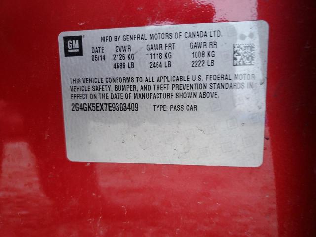 2G4GK5EX7E9303409 - 2014 BUICK REGAL RED photo 12