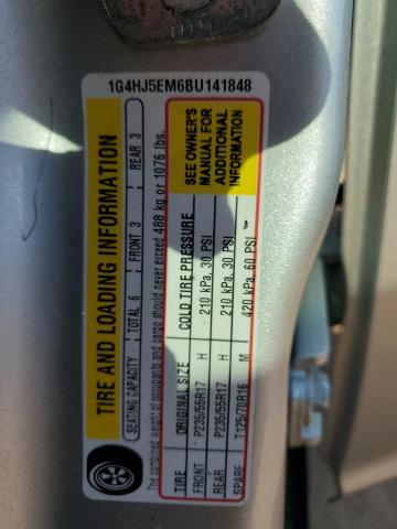 1G4HJ5EM6BU141848 - 2011 BUICK LUCERNE CXL SILVER photo 12