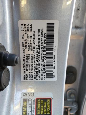 5J6RM4H70CL014840 - 2012 HONDA CR-V EXL SILVER photo 13