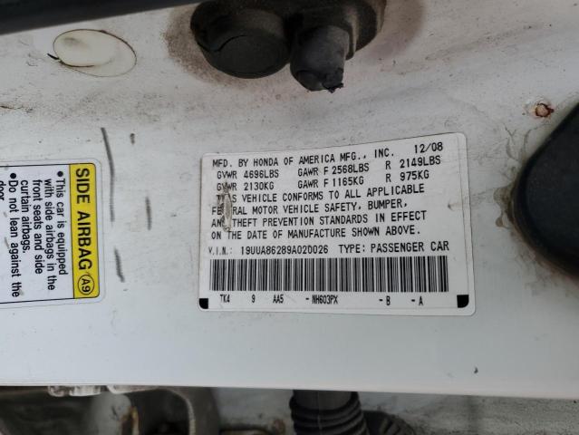 19UUA86289A020026 - 2009 ACURA TL WHITE photo 12