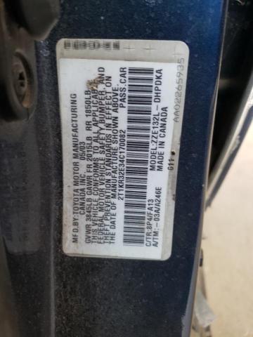 2T1KR32E34C170082 - 2004 TOYOTA COROLLA MA XR BLUE photo 12