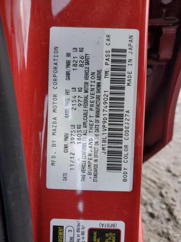 JM1BL1VP9D1749021 - 2013 MAZDA 3 I RED photo 13