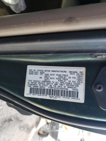 5TBBT4418YS004096 - 2000 TOYOTA TUNDRA ACCESS CAB მწვანე ფოტო 12