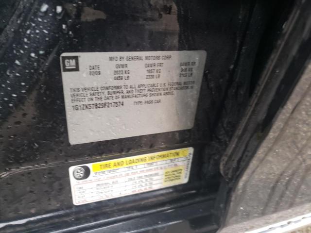 1G1ZK57B29F217574 - 2009 CHEVROLET MALIBU LTZ შავი ფოტო 12