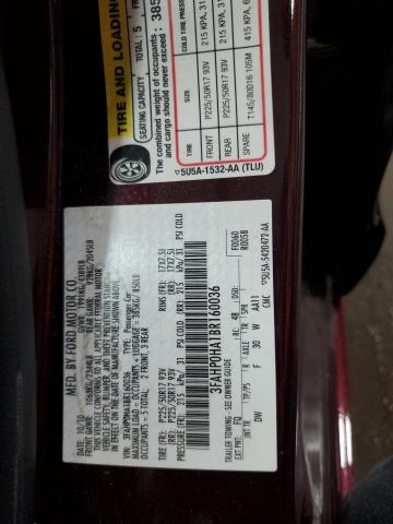 3FAHP0HA1BR160036 - 2011 FORD FUSION SE MAROON photo 12