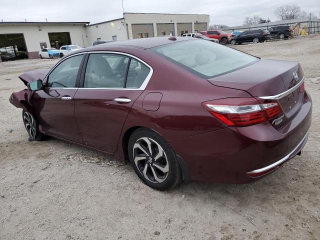 1HGCR2F81HA016534 - 2017 HONDA ACCORD EXL BURGUNDY photo 2