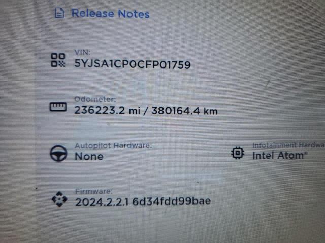 5YJSA1CP0CFP01759 - 2012 TESLA MODEL S 黑色 照片 9