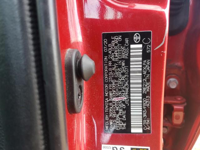 JTDVPMAE3MJ131071 - 2021 TOYOTA COROLLA LE RED photo 12