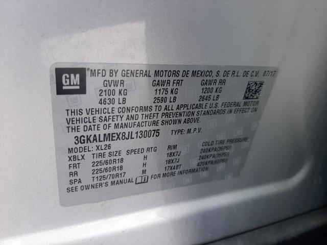 3GKALMEX8JL130075 - 2018 GMC TERRAIN SLE SILVER photo 13