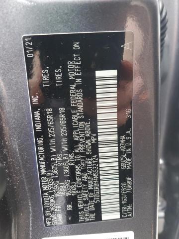 5TDGZRBH4MS532124 - 2021 TOYOTA HIGHLANDER XLE GRAY photo 13