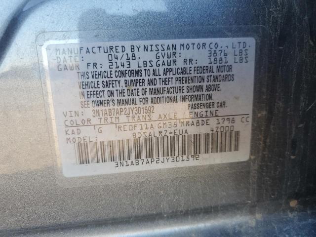 3N1AB7AP2JY301592 - 2018 NISSAN SENTRA S GRAY photo 12