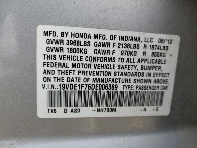 19VDE1F76DE006369 - 2013 ACURA ILX 20 TECH SILVER photo 12