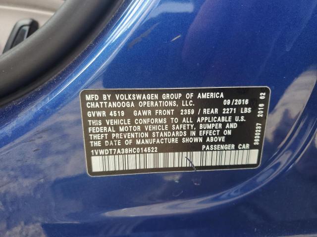 1VWDT7A38HC014522 - 2017 VOLKSWAGEN PASSAT R-LINE Mavi foto 12
