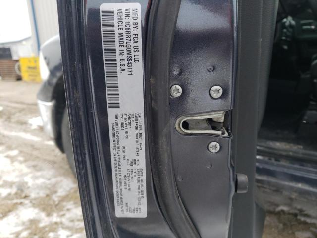 1C6RR7LG0MS543171 - 2021 RAM 1500 CLASS SLT შავი ფოტო 12