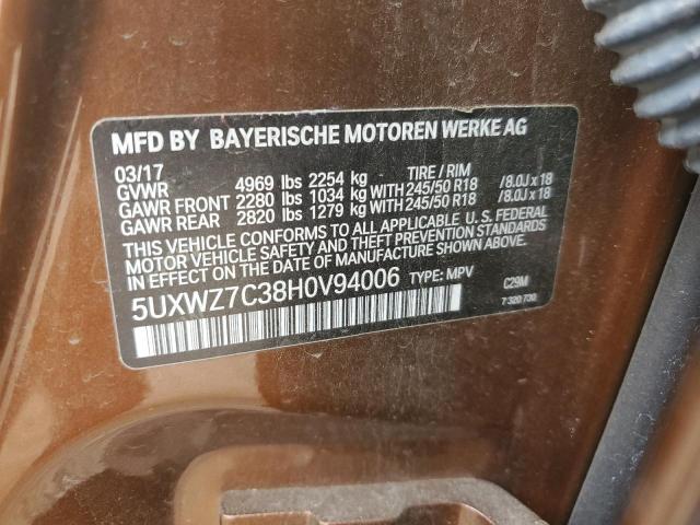 5UXWZ7C38H0V94006 - 2017 BMW X3 SDRIVE28I BROWN photo 12
