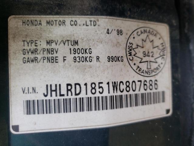 JHLRD1851WC807686 - 1998 HONDA CR-V EX GREEN photo 13